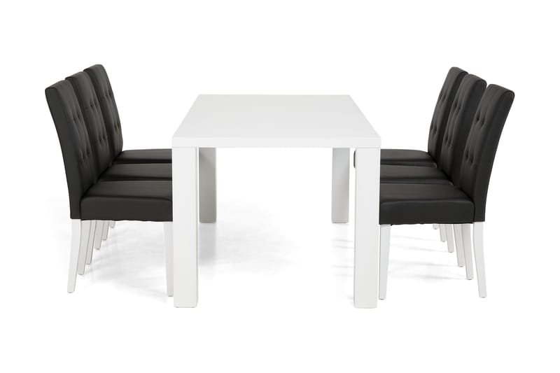 Cibus Matgrupp 180 cm med 6 Viktor Stol - Vit/Svart - Products - Möbler - Bord & matgrupp - Matgrupp