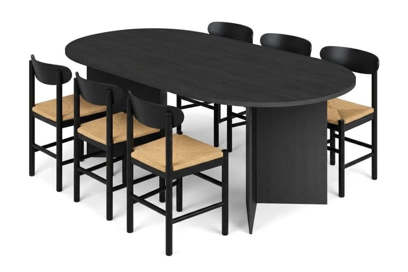 Vera Matgrupp rektangulärt 180 cm Svart med 6 Malte Matstolar - Products - Möbler - Bord & matgrupp - Matgrupp