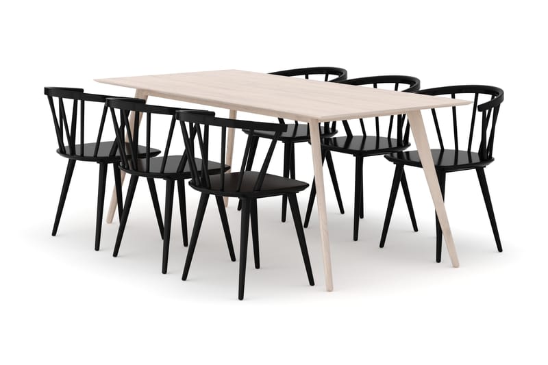 Tyrö Matgrupp med 6 st Tyrö Karmstolar, Whitewash/Black
