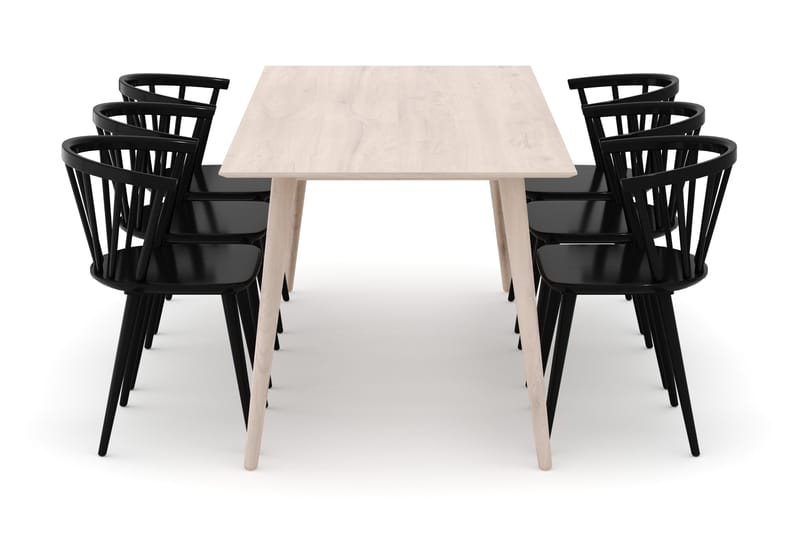 Tyrö Matgrupp med 6 st Tyrö Karmstolar - Whitewash/Black - Products - Möbler - Bord & matgrupp - Matgrupp