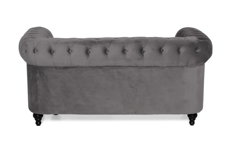 Chesterfield Lyx 2-sits Liten Sammetssoffa - Djup soffa 160 cm bred - Mörkgrå - Products - Möbler - Soffa - 2 sits soffa