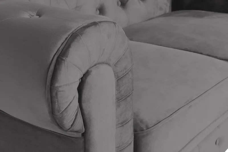 Chesterfield Lyx 2-sits Liten Sammetssoffa - Djup soffa 160 cm bred - Mörkgrå - Products - Möbler - Soffa - 2 sits soffa
