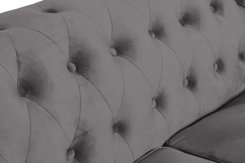 Chesterfield Lyx 2-sits Liten Sammetssoffa - Djup soffa 160 cm bred - Mörkgrå - Products - Möbler - Soffa - 2 sits soffa