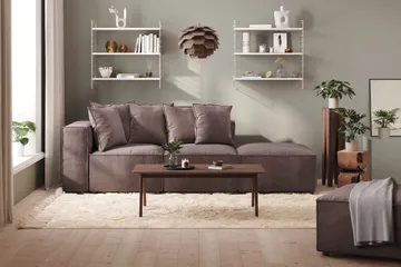 Cubo 3-sits Djup Modulsoffa + Fotpall i Sammet - Mörkgrå - Products - Möbler - Soffa - Modulsoffa - Komplett modulsoffa