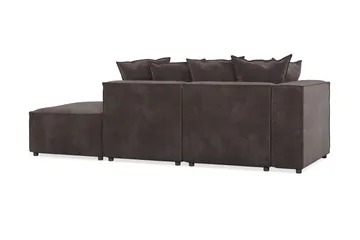 Cubo 3-sits Djup Modulsoffa + Fotpall i Sammet - Mörkgrå - Products - Möbler - Soffa - Modulsoffa - Komplett modulsoffa