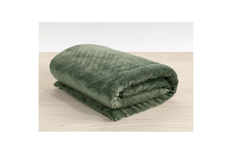 Pläd Sherpa 130 x 170 cm - Grön - Products - Textil & mattor - Filt & pläd