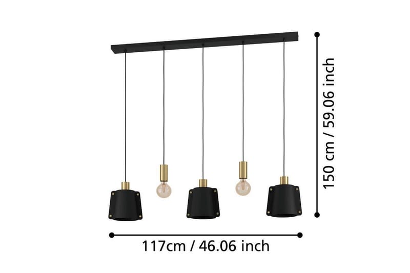 Takpendel Eglo Majagua Svart/Mässing med 5 Lampor - Products - Belysning - Lampor & belysning inomhus - Taklampa & takbelysning - Pendellampa & hänglampa