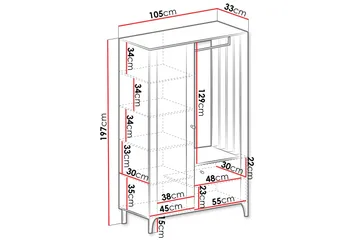 Aggarwal Garderob med Spegel 105x197 cm - Beige - Products - Förvaring - Garderober & garderobssystem