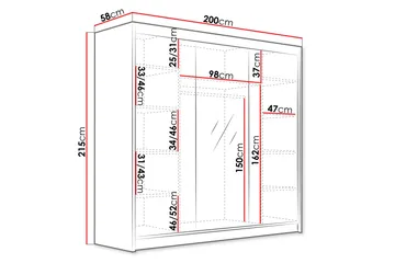 Dianna Garderob med Spegel 200x215 cm - Vit - Products - Förvaring - Garderober & garderobssystem