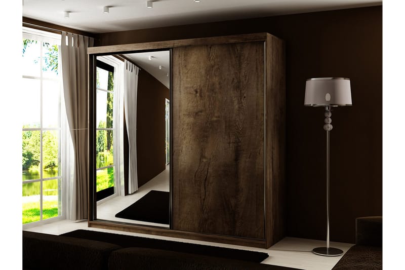 Dunkra Garderob m. Spegel 200x200 cm - Brun - Products - Förvaring - Garderober & garderobssystem