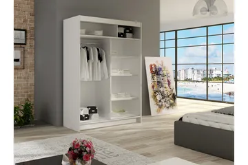 Estella Garderob 120 cm Skjutdörrar Smal Spegel - Ek/Tryffel/Spegel - Products - Förvaring - Garderober & garderobssystem