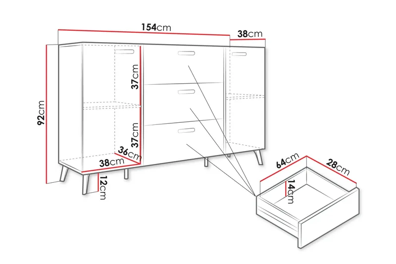 Akihiko Byrå 154 cm - Cashmere - Products - Förvaring - Förvaringsmöbler - Byrå