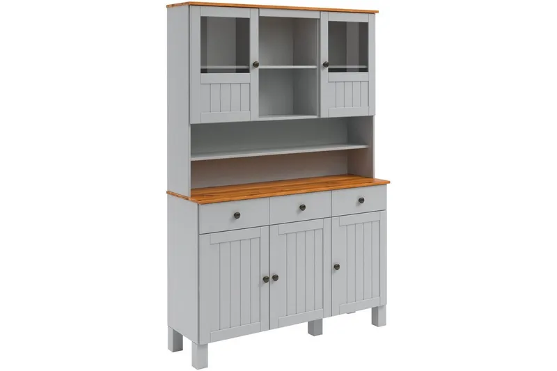 Alby Byrå med Överskåp 125x38 cm, Grå