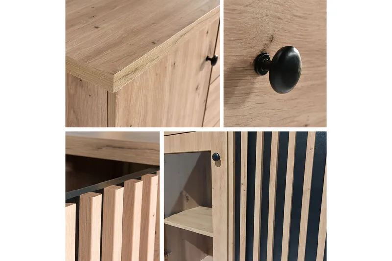 Aldbrough Hörnbyrå 123x86x82 cm - Natur/Svart - Products - Förvaring - Förvaringsmöbler - Byrå