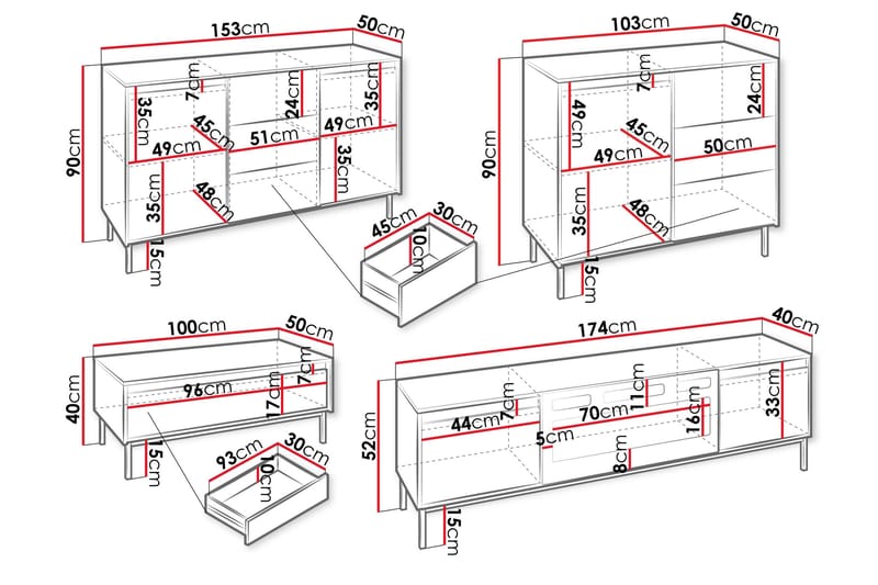 Bjurholm Möbelset För Vardagsrum - Beige - Products - Förvaring - Förvaringsmöbler - Möbelset för vardagsrum
