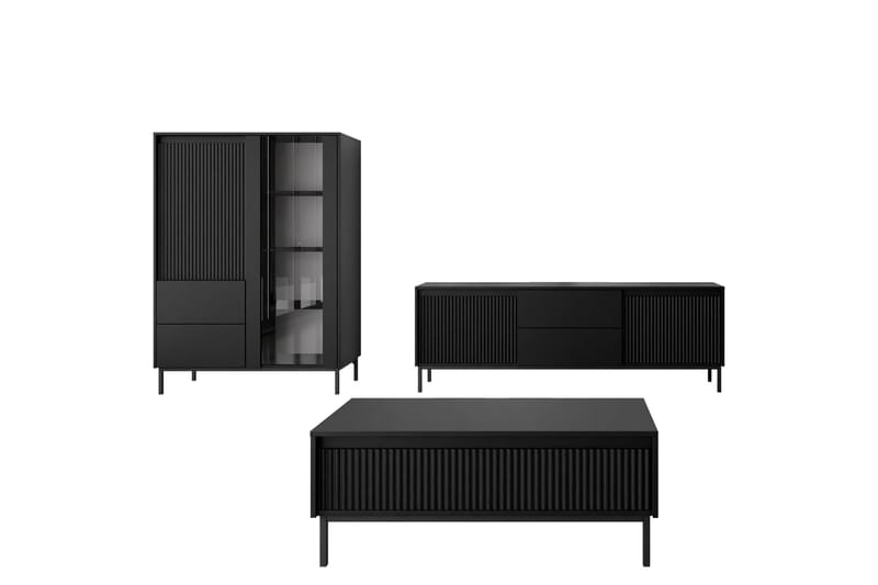 Bjurholm Möbelset För Vardagsrum, Svart