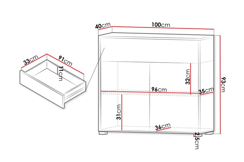 Agawal Byrå 100 cm - Beige - Products - Förvaring - Förvaringsmöbler - Byrå - Hallbyrå