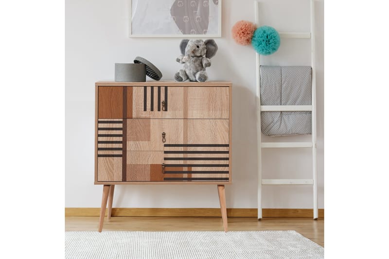 Bertoaria Byrå 80x89 cm Brun - Hanah Home - Products - Förvaring - Förvaringsmöbler - Byrå - Hallbyrå