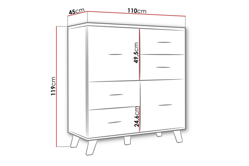 Kardos Byrå 45x110 cm - Natur/Svart - Products - Förvaring - Förvaringsmöbler - Byrå - Hallbyrå