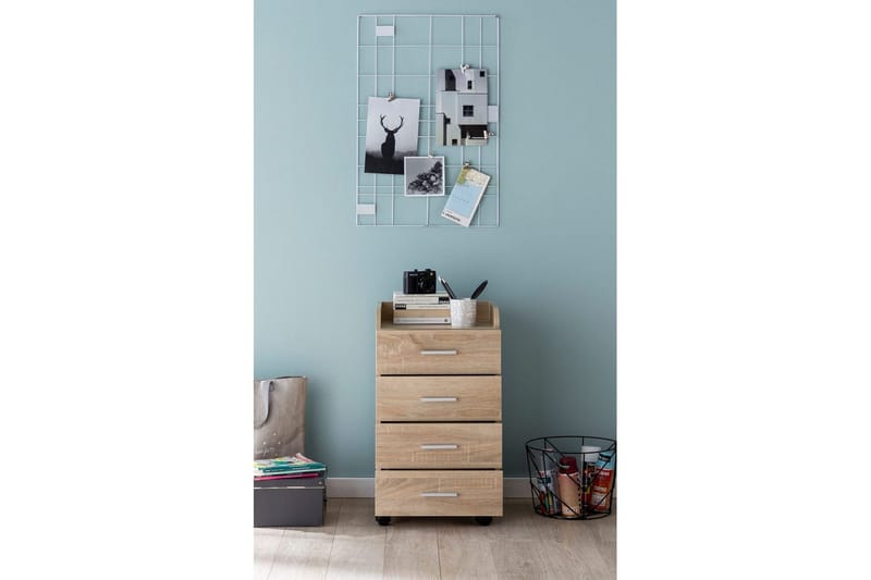 Rullkontejner Wohnling 4 lådor med hjul, förvaringsbricka, foliebelagd spånskiva, modern stil Sonoma - Sonoma - Products - Förvaring - Förvaringsmöbler - Byrå - Hurts
