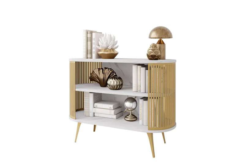 Galia Skänk 120x40 cm, Guld/Vit