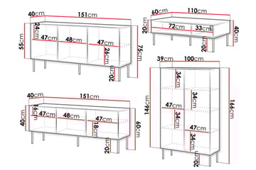 Laholm Möbelset För Vardagsrum - Svart - Products - Förvaring - Förvaringsmöbler - Möbelset för vardagsrum