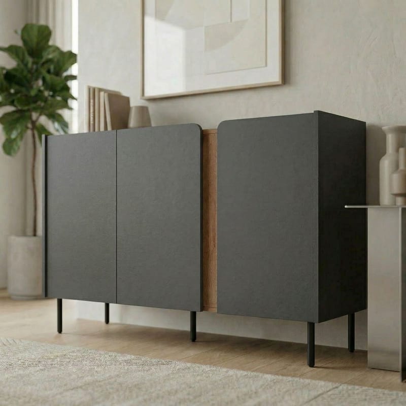 Lomar Konsol 150x82,9x40,5 cm - antracit naturlig ek svart - Products - Förvaring - Förvaringsmöbler - Sideboard & skänk
