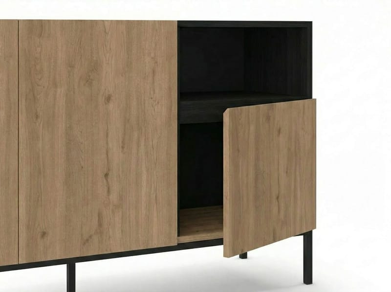 Morlen Konsol 140x80x41,8 cm - Natural Oak, Wood Black, Sandstone - Products - Förvaring - Förvaringsmöbler - Sideboard & skänk