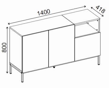 Morlen Konsol 140x80x41,8 cm - Natural Oak, Wood Black, Sandstone - Products - Förvaring - Förvaringsmöbler - Sideboard & skänk
