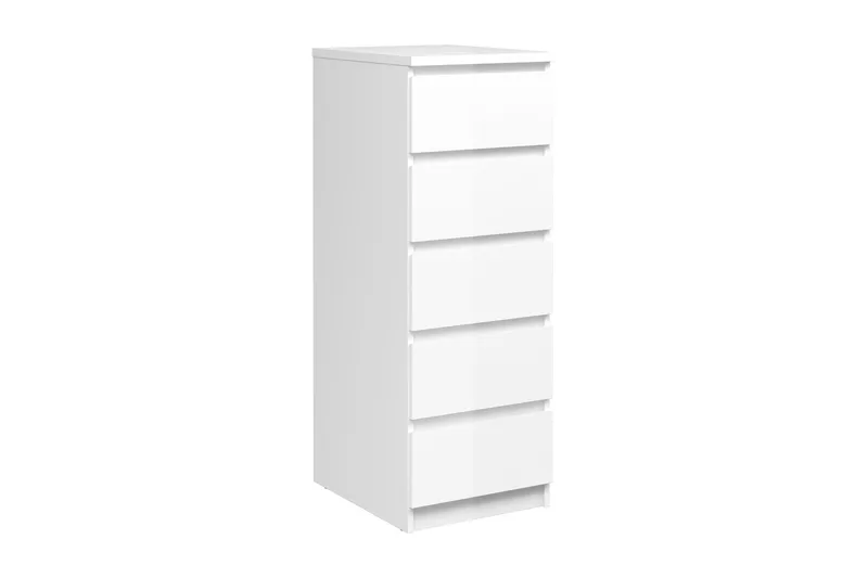 Naia Byrå 40 cm 5 Lådor, Vit/Högglans