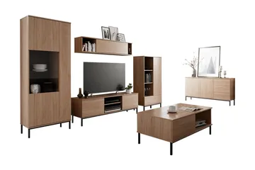 Querty Vardagsrumsset LED-belysning 7 Delar Vit LED - Natur - Products - Förvaring - Förvaringsmöbler - Möbelset för vardagsrum