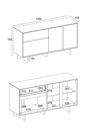 Tavon Konsol 146x76x45 cm - Naturlig ek - Products - Förvaring - Förvaringsmöbler - Sideboard & skänk
