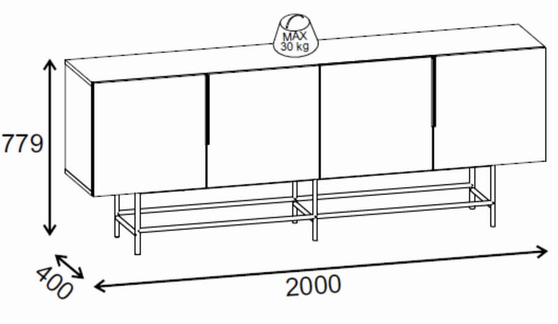 Truvia Konsol 200x77,9x40 cm - Antracit och svart - Products - Förvaring - Förvaringsmöbler - Sideboard & skänk