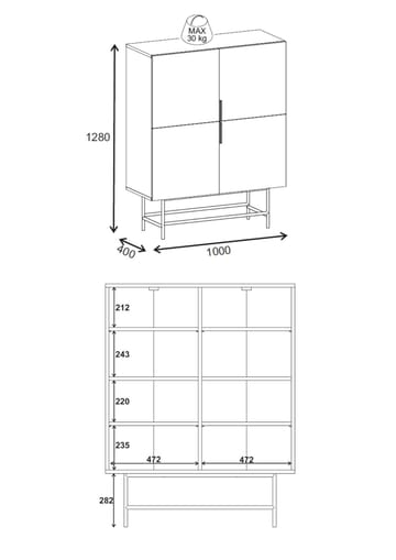 Truvia Sideboard 100x128x40 cm - naturlig ek svart - Products - Förvaring - Förvaringsmöbler - Sideboard & skänk