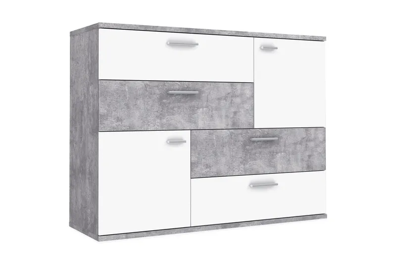 Waunifor Byrå 125 cm, Vit/Grå