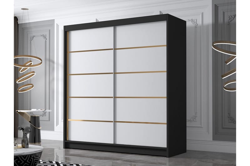 Chavez Garderob 180x215 cm - Vit/Svart - Products - Förvaring - Garderober & garderobssystem - Garderobsskåp