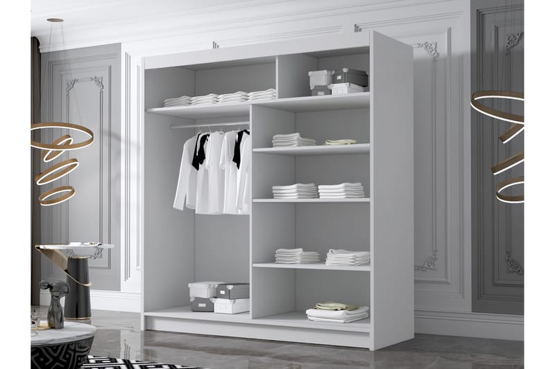 Chavez Garderob 180x215 cm - Vit/Svart - Products - Förvaring - Garderober & garderobssystem - Garderobsskåp