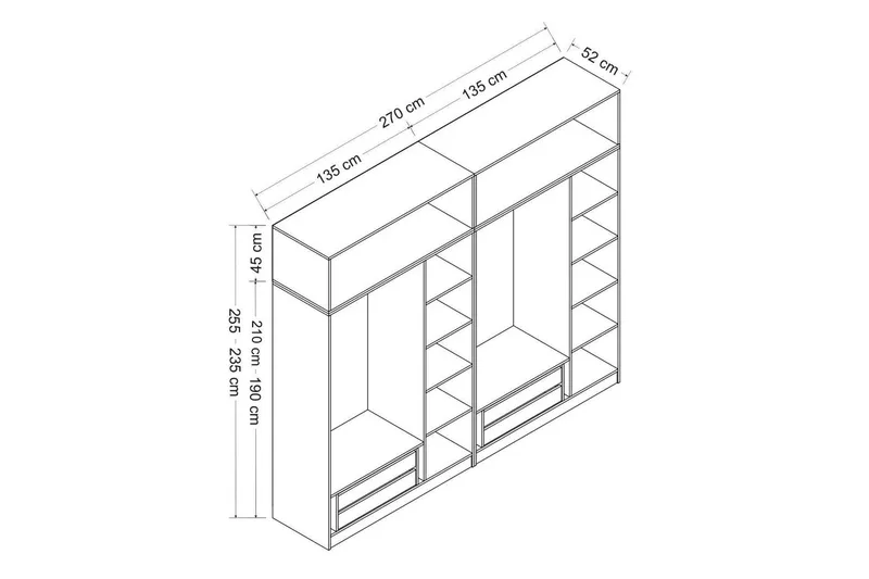 Fruitland Garderob 270 cm - Vit - Products - Förvaring - Garderober & garderobssystem - Garderobsskåp