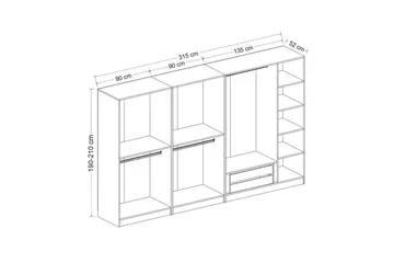 Fruitland Garderob 315 cm - Ek - Products - Förvaring - Garderober & garderobssystem - Garderobsskåp