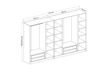 Fruitland Garderob 315 cm - Ek - Products - Förvaring - Garderober & garderobssystem - Garderobsskåp