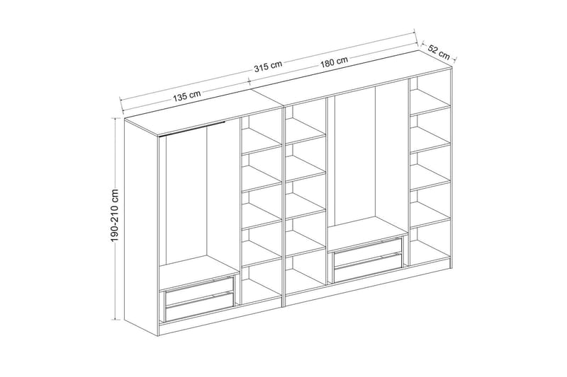 Fruitland Garderob 315 cm - Ek - Products - Förvaring - Garderober & garderobssystem - Garderobsskåp