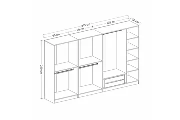 Fruitland Garderob 315 cm - Vit - Products - Förvaring - Garderober & garderobssystem - Garderobsskåp
