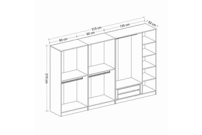Fruitland Garderob 315 cm - Vit - Products - Förvaring - Garderober & garderobssystem - Garderobsskåp