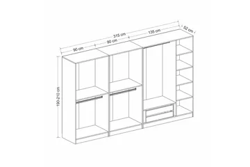 Fruitland Garderob 315 cm - Vit - Products - Förvaring - Garderober & garderobssystem - Garderobsskåp