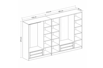 Fruitland Garderob 315 cm - Vit - Products - Förvaring - Garderober & garderobssystem - Garderobsskåp