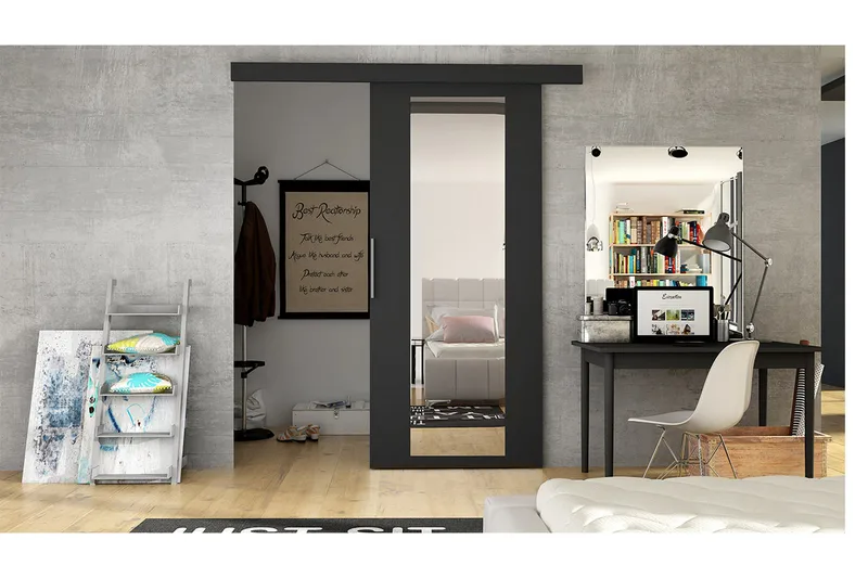 Skjutdörr ELVERUM, Svart