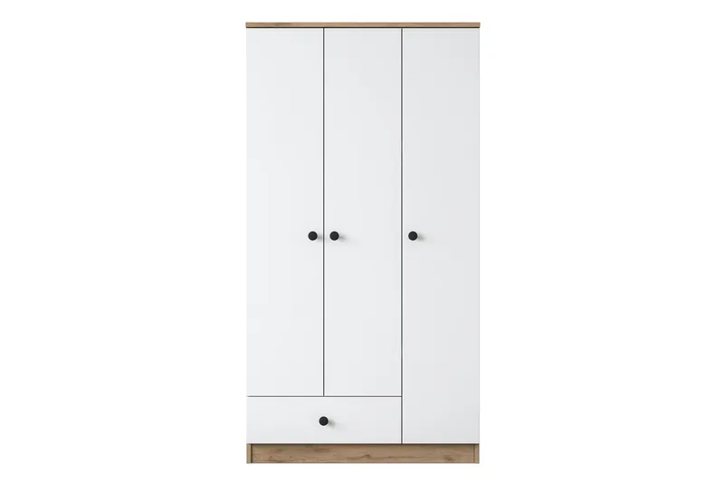 Jain Garderob 90x170 cm Brun/Vit, Hanah Home
