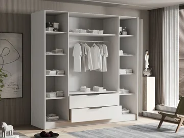 Herrljunga Garderob 200x215 cm med lådor - Brun/Guld - Products - Förvaring - Garderober & garderobssystem