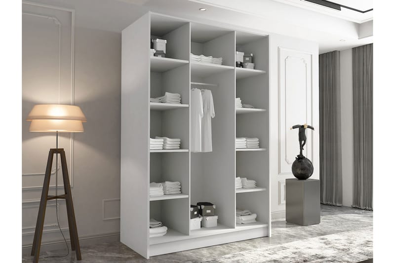 Herrljunga Garderob med Spegel 150 cm - Vit/Guld - Products - Förvaring - Garderober & garderobssystem