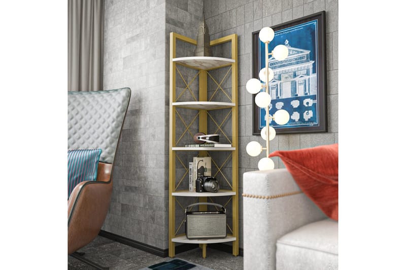 Desgrar Bokhylla 30,5x160 cm - Guld - Products - Förvaring - Hylla - Hörnhylla